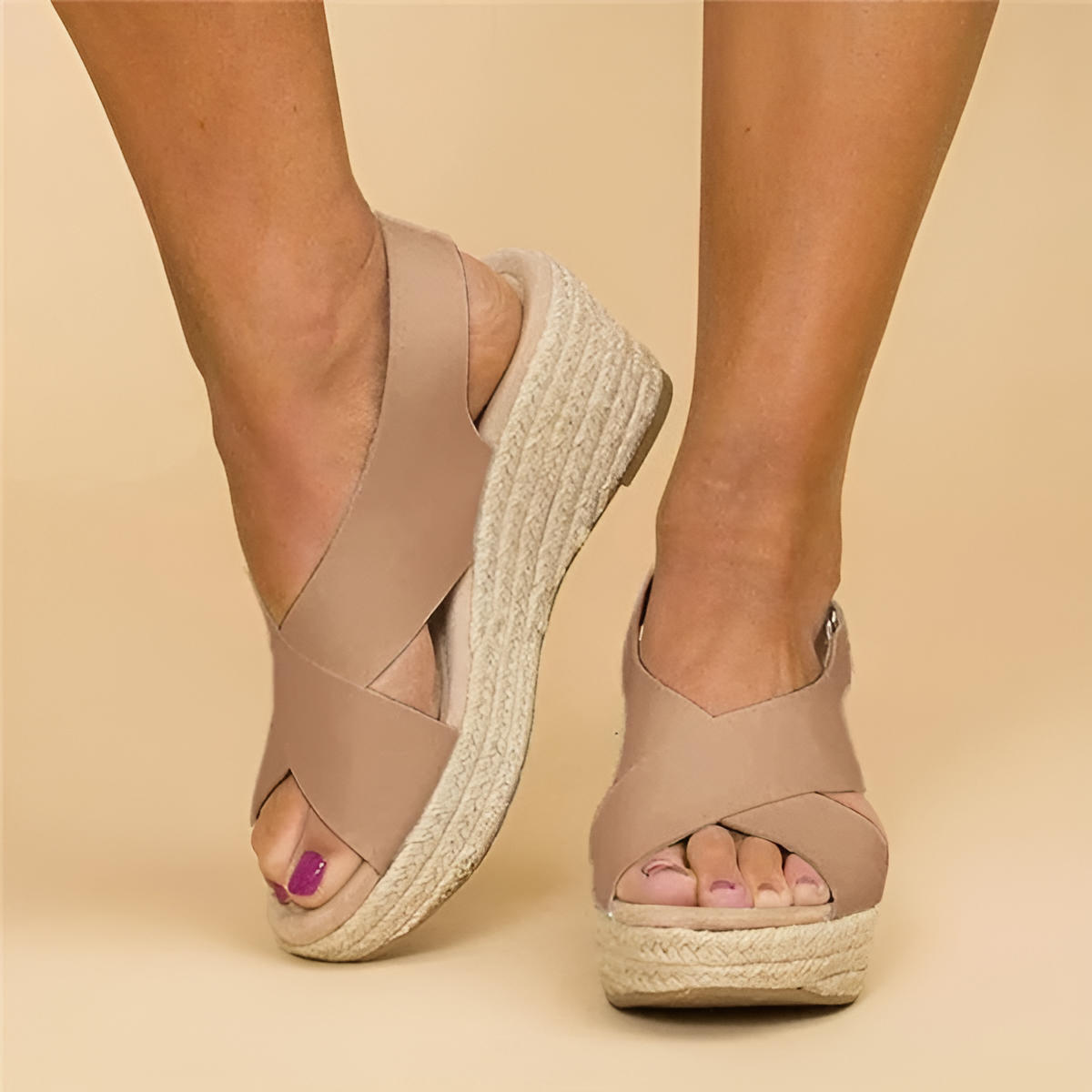 Women's Orthopedic Wedge Espadrilles with Adjustable Cross Straps and Cushioned Footbed