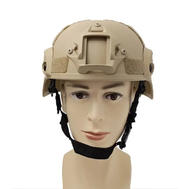 Tactical Helmet with Side Rail Mounts and Adjustable Chin Strap for Airsoft