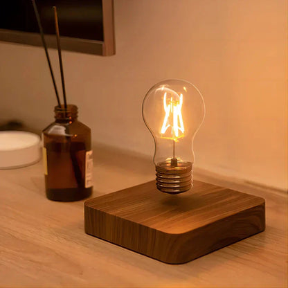 Magnetic Levitating Light Bulb with Walnut Wood Base and Adjustable Color Temperature