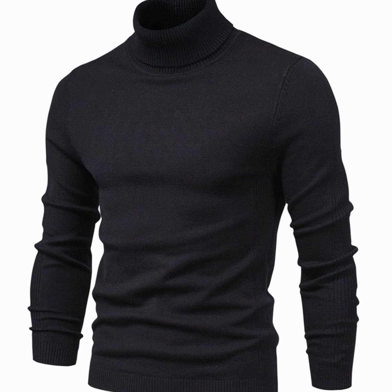 Men's Slim-Fit Turtleneck Knit Sweater - Black