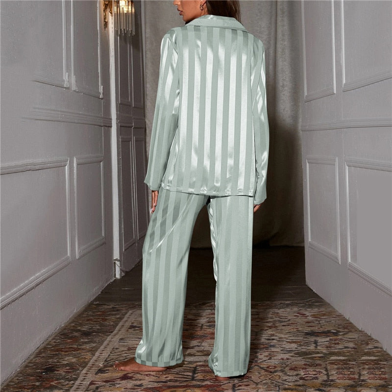 Luna Striped Satin Pajamas