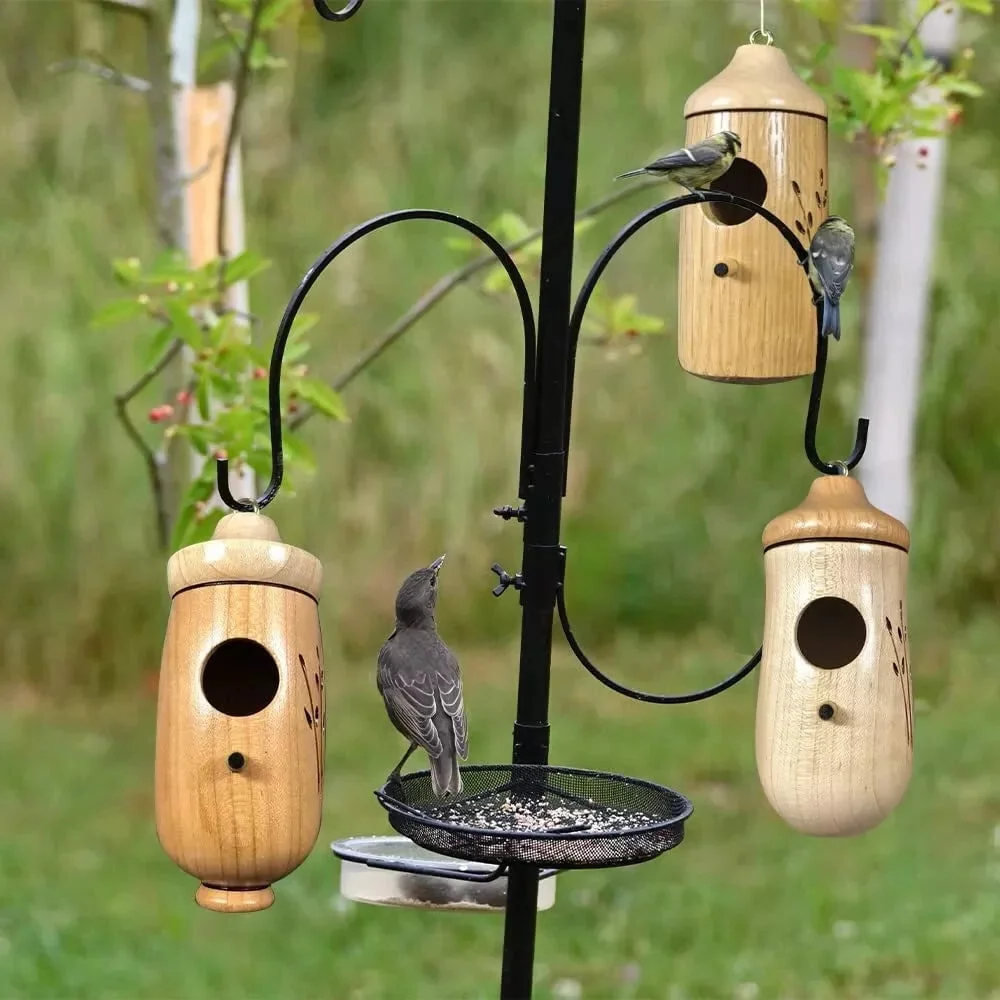 Hummingbird Nesting House with Hanging Loop and Wood Grain Finish, 3.1x3.1x5.9in