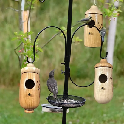 Hummingbird Nesting House with Hanging Loop and Wood Grain Finish, 3.1x3.1x5.9in