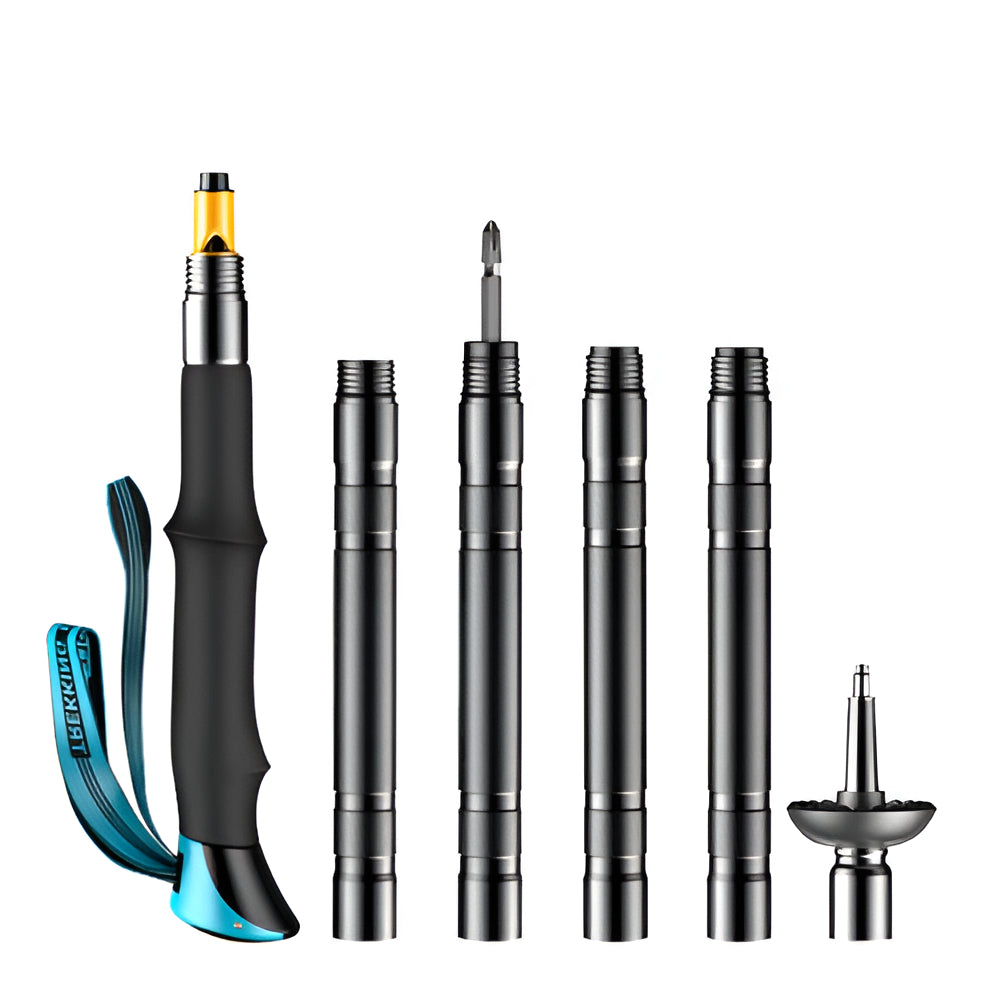 Modular Trekking Pole with Integrated Carbon Steel Tools and Adjustable Height