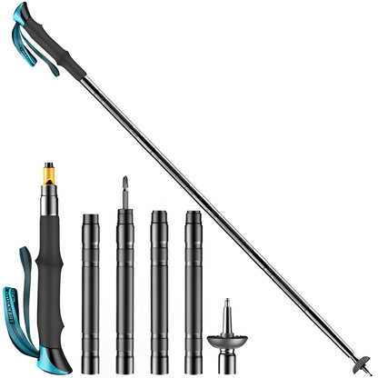 Modular Trekking Pole with Integrated Carbon Steel Tools and Adjustable Height