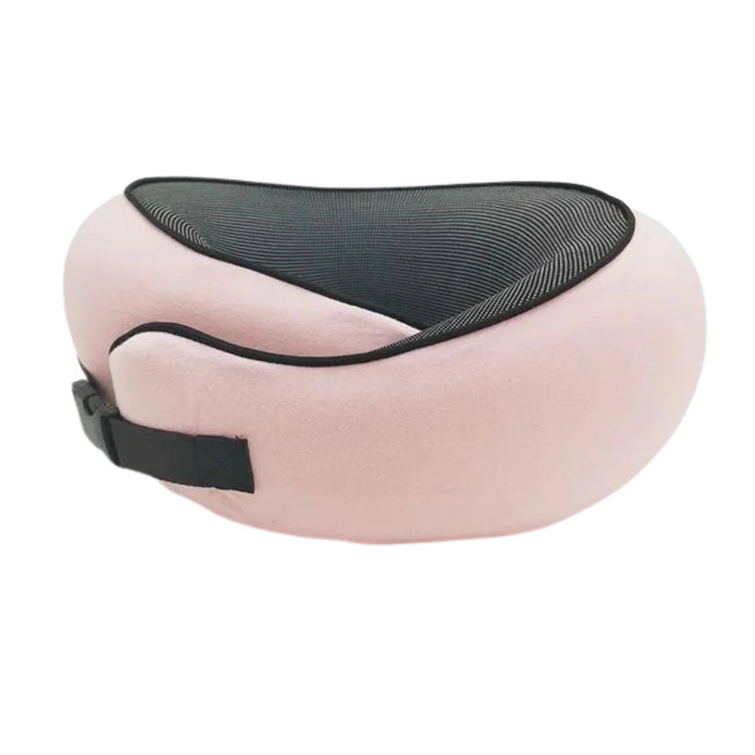 Contoured Neck Pillow with Snap Closure and Sleep Kit for Travel