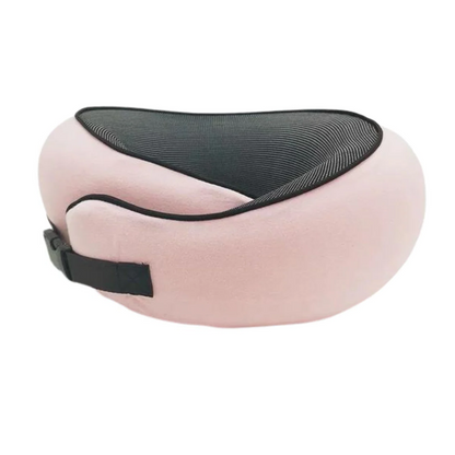 Contoured Neck Pillow with Snap Closure and Sleep Kit for Travel