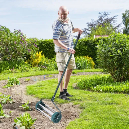 Manual Lawn Aerator Roller with 32 Steel Spikes and 18 Inch Coverage