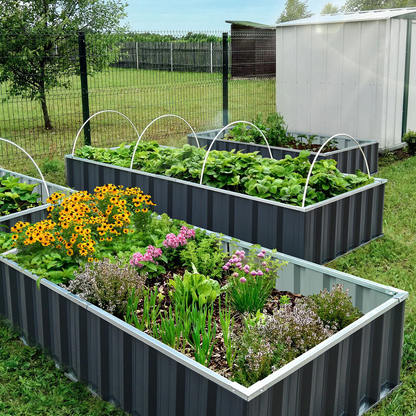 Raised Garden Bed with Galvanized Steel Frame and Tool-Free Assembly, 68x35.5x12in