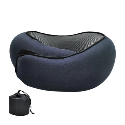 Contoured Neck Pillow with Snap Closure and Sleep Kit for Travel