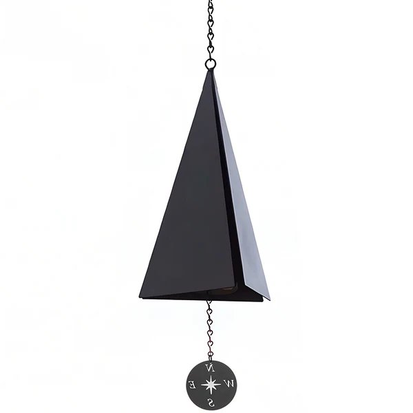 Triangular Wind Bell with Compass Windcatcher and Powder Coated Recycled Steel Finish