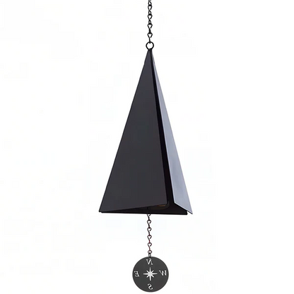Triangular Wind Bell with Compass Windcatcher and Powder Coated Recycled Steel Finish