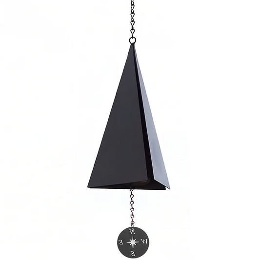 Triangular Wind Bell with Compass Windcatcher and Powder Coated Recycled Steel Finish