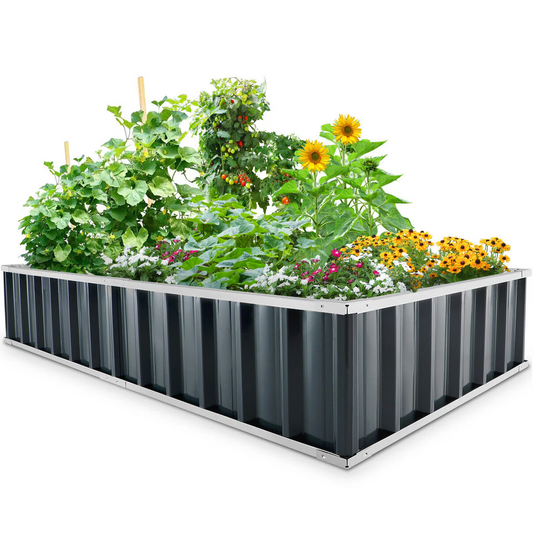 Raised Garden Bed with Galvanized Steel Frame and Tool-Free Assembly, 68x35.5x12in