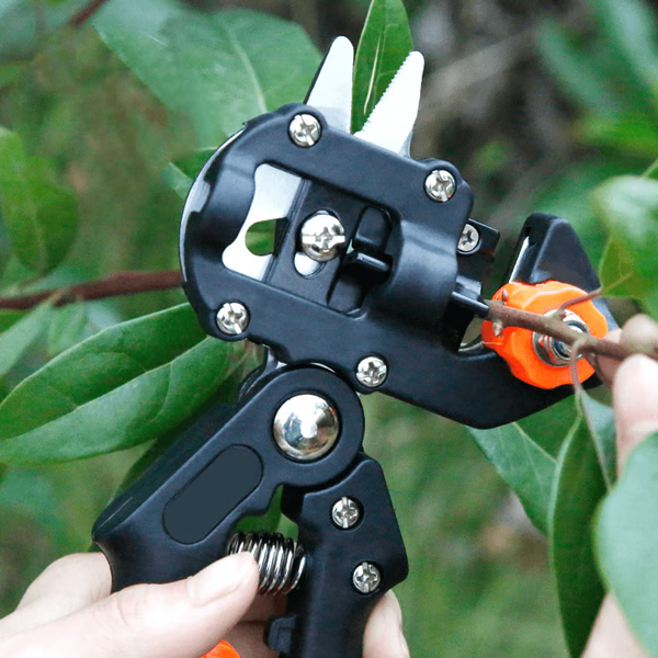 Grafting and Pruning Tool with Three Interchangeable Blades and Safety Lock