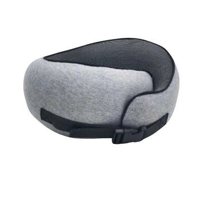 Contoured Neck Pillow with Snap Closure and Sleep Kit for Travel