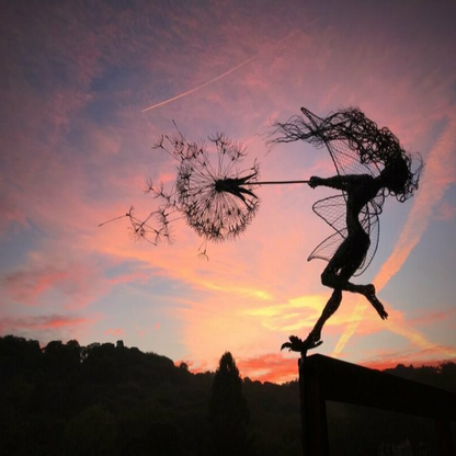 Metal Fairy Garden Stake with Dandelion Design, 25-45in Height