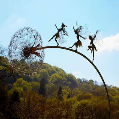 Metal Fairy Garden Stake with Dandelion Design, 25-45in Height