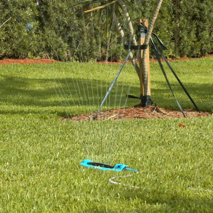 Oscillating Lawn Sprinkler with 18 Nozzle Heads and Adjustable Spray Patterns, 4500 Sq Ft Coverage
