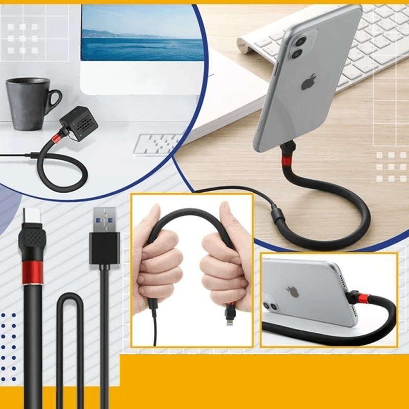 Charging Cable with Foldable Phone Stand and 2.4A Fast Charging