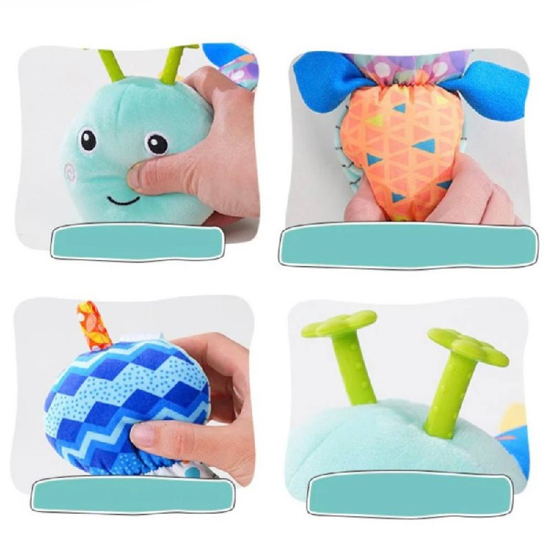 Plush Caterpillar Toy with Musical Sounds and Multiple Textures for Babies