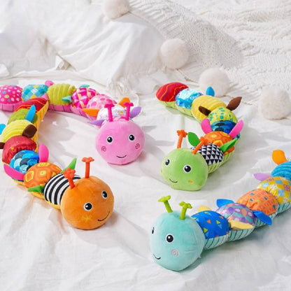 Plush Caterpillar Toy with Musical Sounds and Multiple Textures for Babies