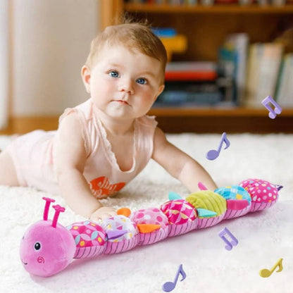 Plush Caterpillar Toy with Musical Sounds and Multiple Textures for Babies