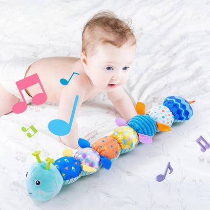 Plush Caterpillar Toy with Musical Sounds and Multiple Textures for Babies