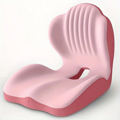 Ergonomic Memory Foam Seat Cushion with Lumbar Support – Pressure Relief, Height Boost, Universal Fit - Delicate Leather  