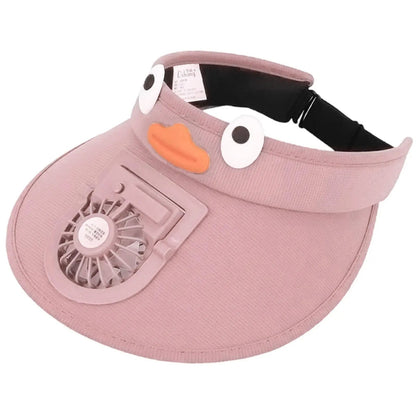 Kids Sun Visor with Built-In Cooling Fan and Adjustable Chin Strap