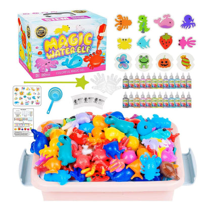Squishy Water Pet Gel Kit with 12 Colors and 12 Fantasy Molds, STEM Toy for Kids Ages 4+