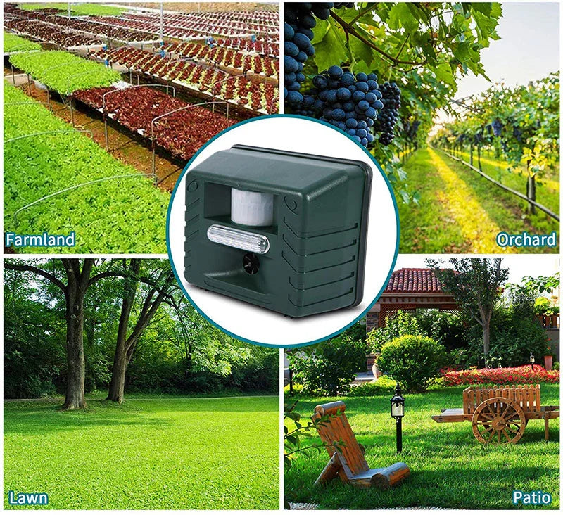 Motion Sensor Animal Repeller with 70ft Detection Range and Ultrasonic Output