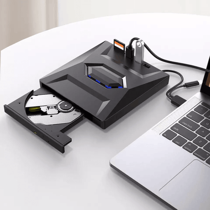 Portable USB CD DVD Burner and Player with SD Card and USB Hub for PC and Mac