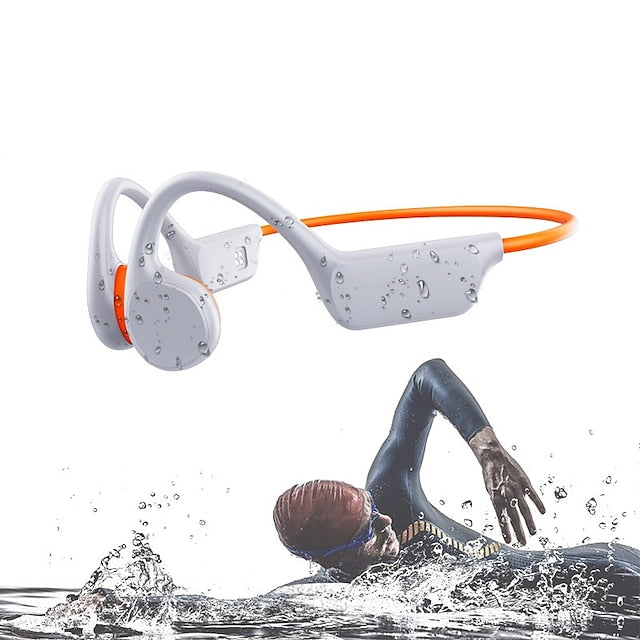 Bone Conduction Bluetooth Earphones with 32GB Memory, IPX8 Waterproof Ear Hook Design and Microphone for Swimming
