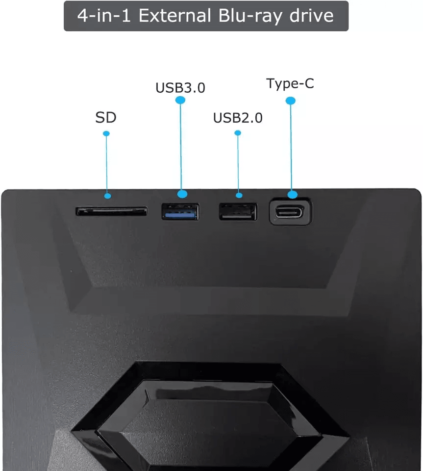 Portable USB CD DVD Burner and Player with SD Card and USB Hub for PC and Mac