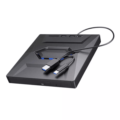 Portable USB CD DVD Burner and Player with SD Card and USB Hub for PC and Mac