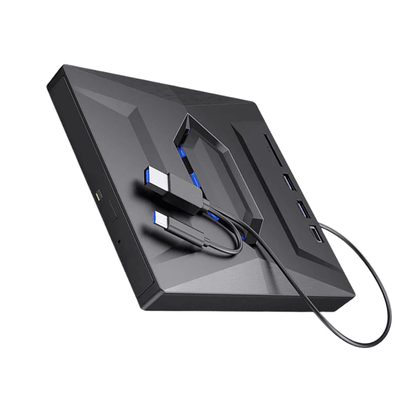 Portable USB CD DVD Burner and Player with SD Card and USB Hub for PC and Mac