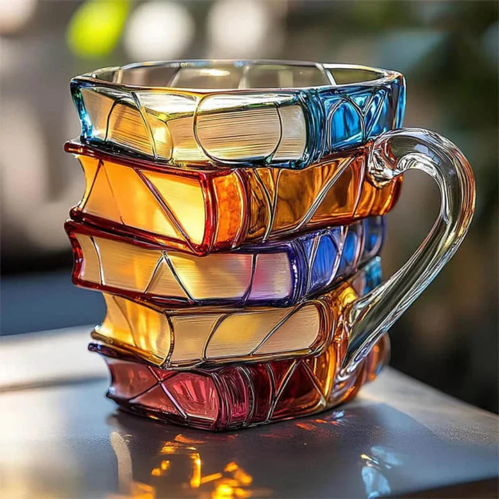 Novelty Reading-Themed Ceramic Cup with Embossed Spine Detail