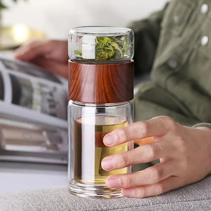 Heat-Resistant Glass Tea Bottle with Built-In Infuser Filter for Loose Leaf Tea