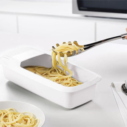 Dishwasher Safe Microwave Pasta Cooker with Built In Strainer for Spaghetti and Vegetables