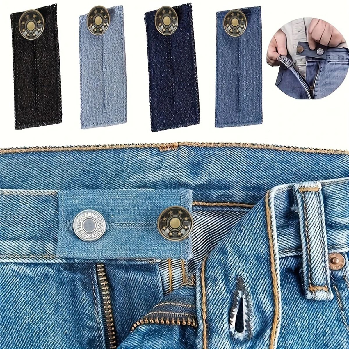 Stretch Fit Button Extenders for Waistbands and Trousers