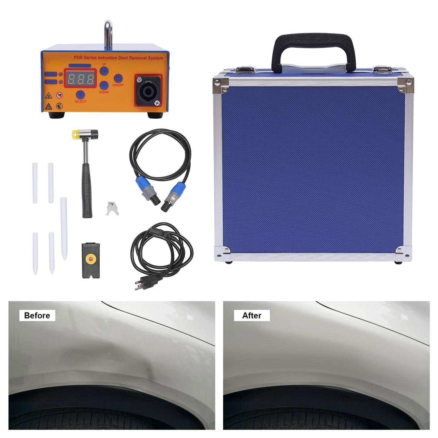 Paintless Dent Removal Machine, 1380W Induction Tool Set with Digital Panel