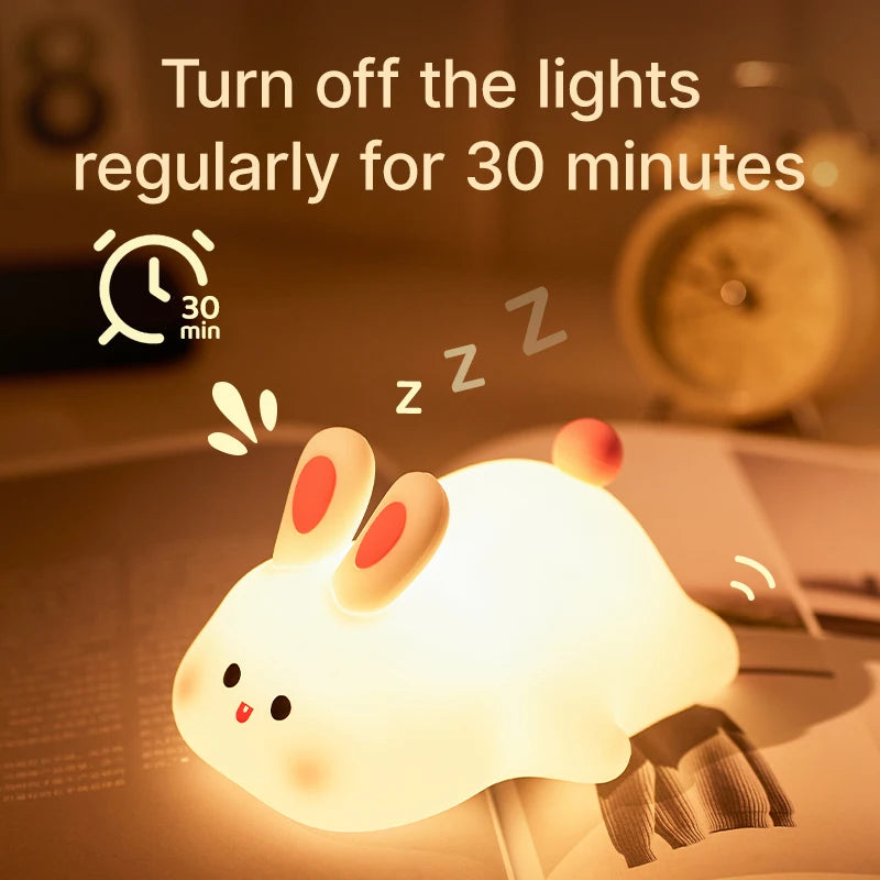 Silicone Bunny Night Light with USB Rechargeable Touch Control