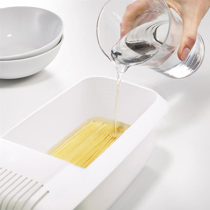 Dishwasher Safe Microwave Pasta Cooker with Built In Strainer for Spaghetti and Vegetables
