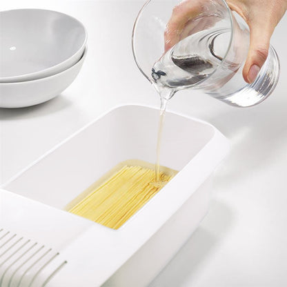 Dishwasher Safe Microwave Pasta Cooker with Built In Strainer for Spaghetti and Vegetables