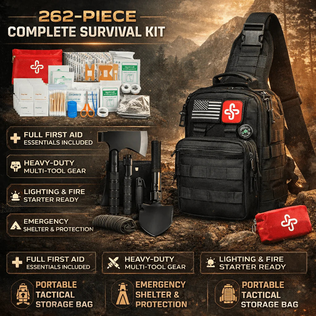 262-Piece Emergency First Aid and Camping Survival Gear Set