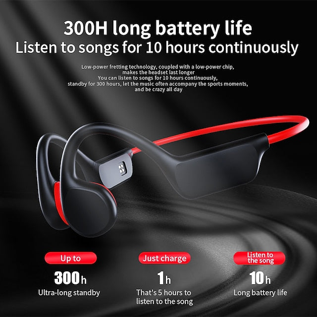 Bone Conduction Bluetooth Earphones with 32GB Memory, IPX8 Waterproof Ear Hook Design and Microphone for Swimming