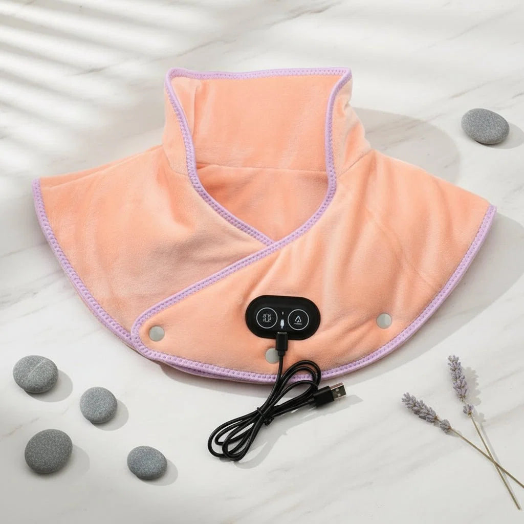 Vibrating Heat Massager Pad for Neck and Shoulder Relief