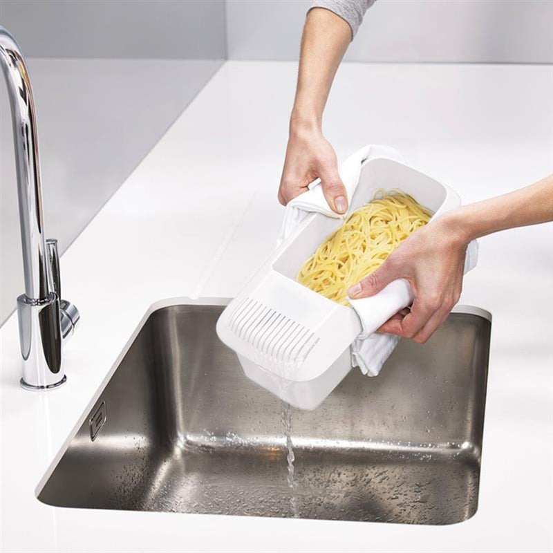 Dishwasher Safe Microwave Pasta Cooker with Built In Strainer for Spaghetti and Vegetables
