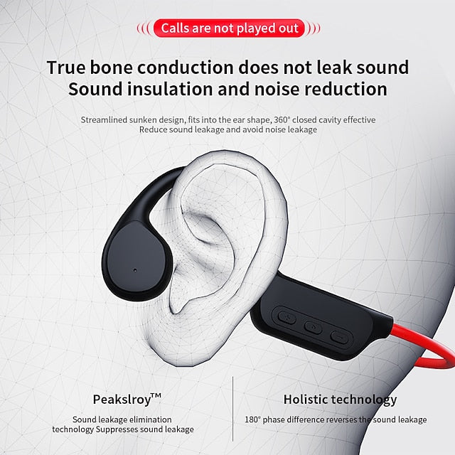 Bone Conduction Bluetooth Earphones with 32GB Memory, IPX8 Waterproof Ear Hook Design and Microphone for Swimming
